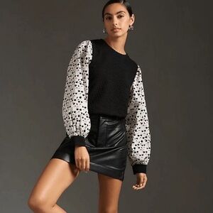 Anthropologie Black and White Whimsical Patterned Blouse